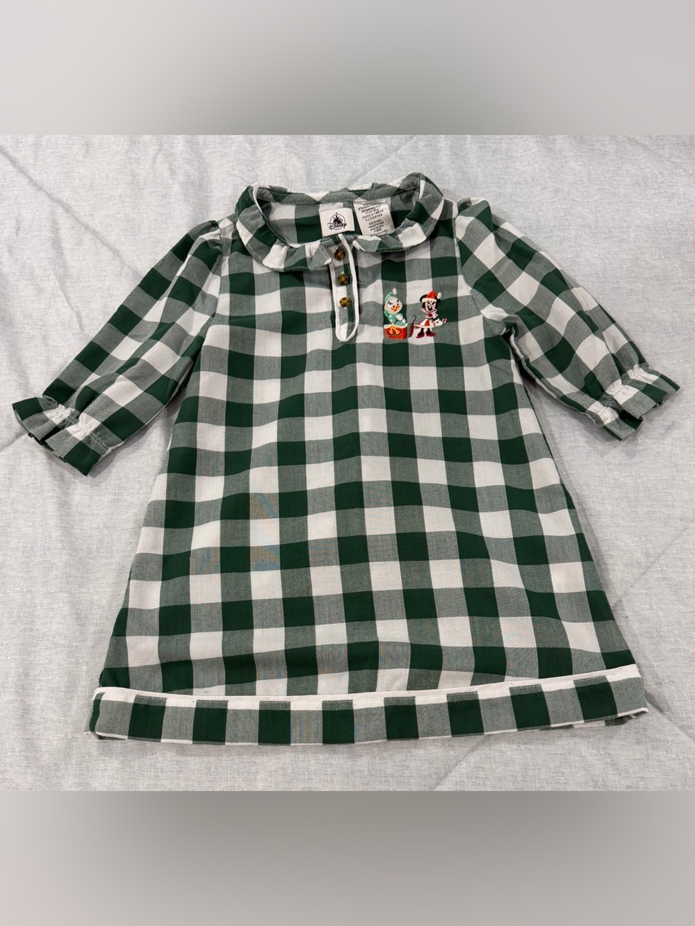 Disney Green Buffalo Plaid Nightgown with Mickey & Minnie Embroidery
